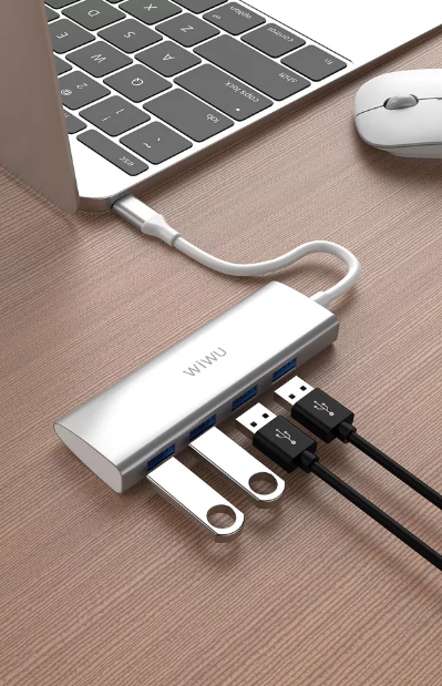 موزع Wiwu Alpha USB-C متعدد المنافذ 4 في 1 | رمادي موزع Wiwu Alpha USB-C متعدد المنافذ 4 في 1 | رمادي